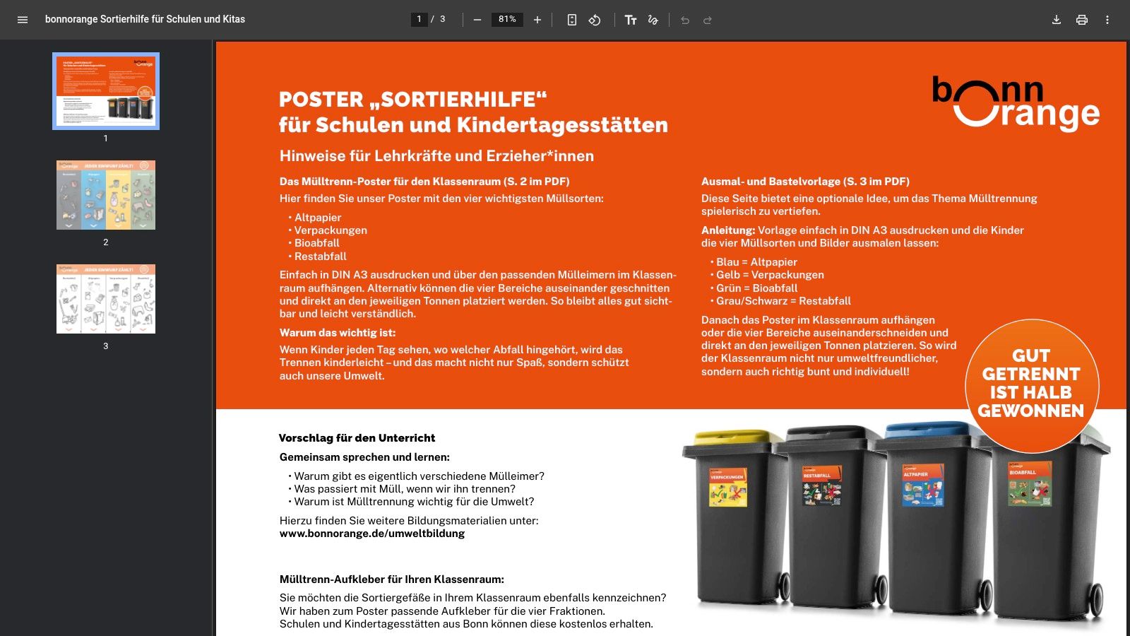 bonnorange Poster „Sortierhilfe“ A3