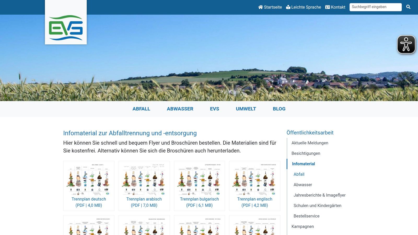 EVS Entsorgungsverband Saar Plakat zur Abfalltrennung